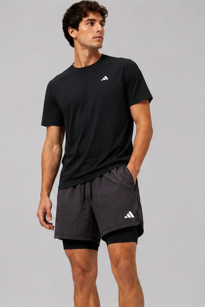Short Adidas Training 2-in-1 - Black Grey Texture