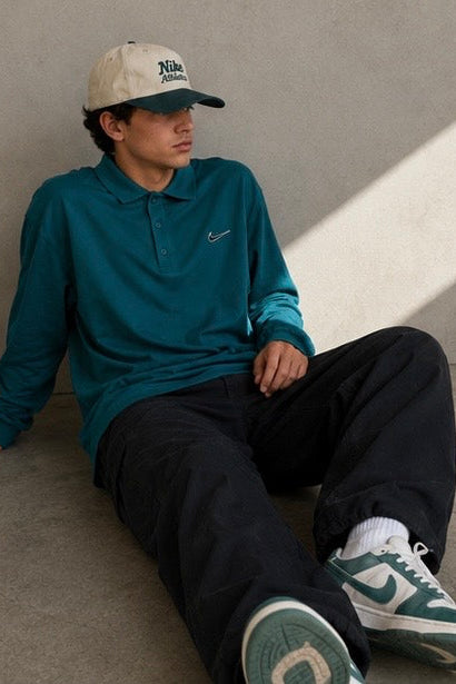 Playera Polo Nike Club Long-Sleeve - Mineral Teal