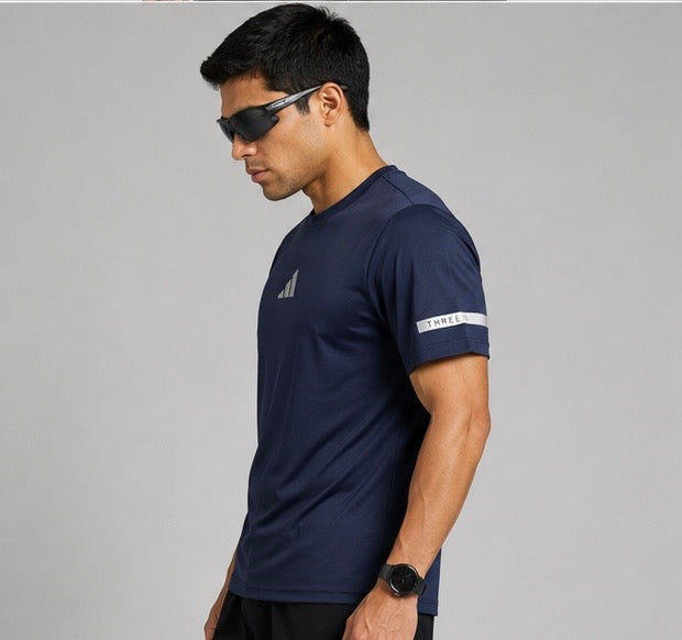 Playera Adidas Tech Fit 3-Stripes Sleeve - Legend Ink